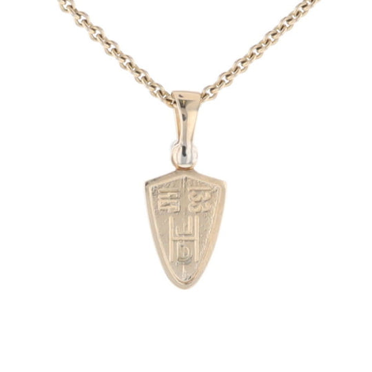 Gold Quartz Pendant Shield Shape Inlaid Pendant with .02ct Diamond