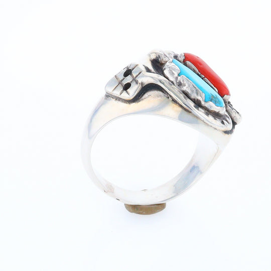 Coral and Turquoise Native Snake Ring