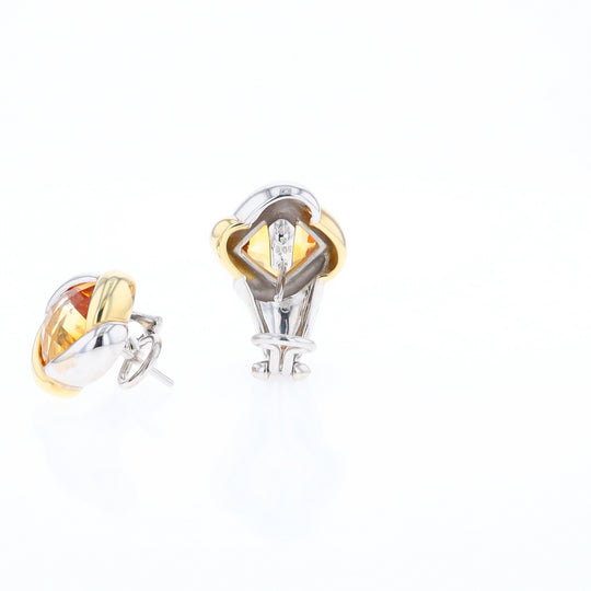 Two-Tone Checkerboard Citrine Earrings