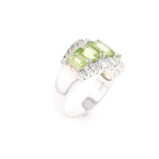Peridot and CZ Cocktail Ring