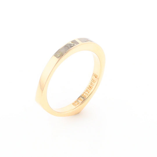 Gold Quartz Ring 3 Rectangle Section Inlaid Band