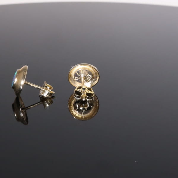 Opal Earrings Round Inlaid Design Studs