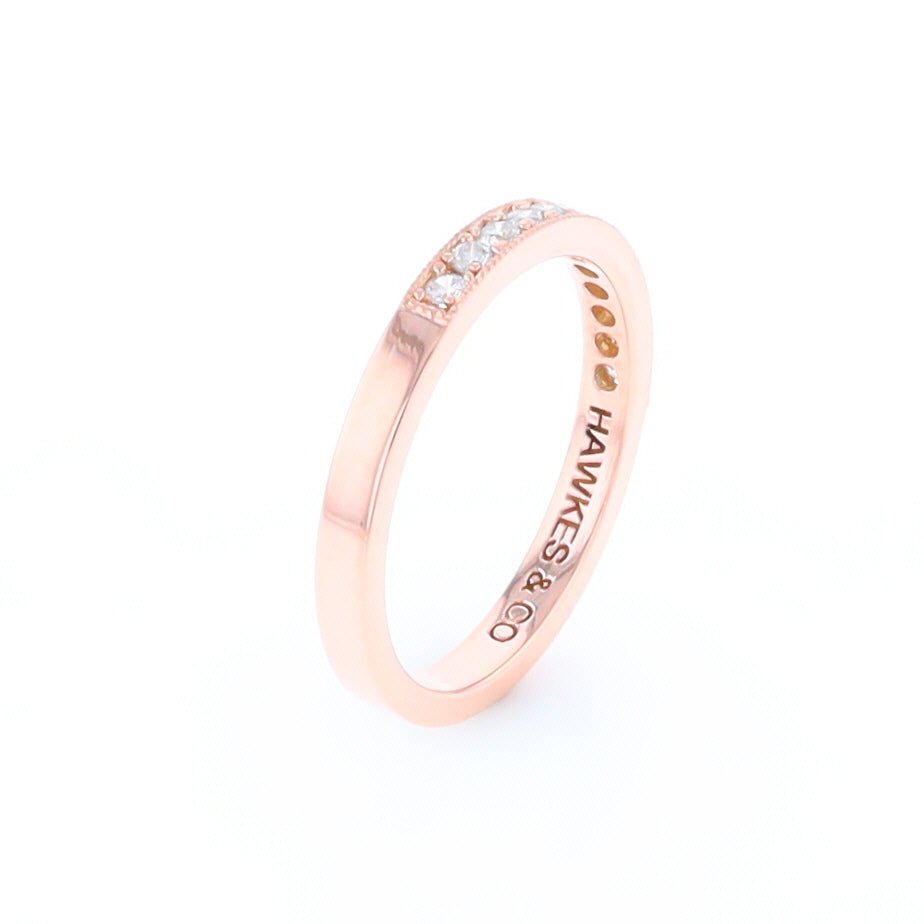 Rose Gold Milgrain Diamond Wedding Band