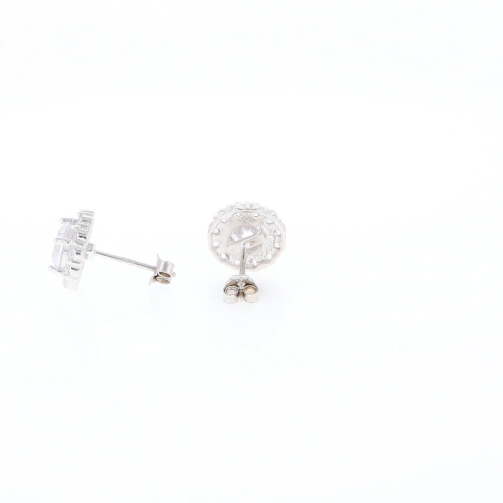 Cubic Zirconia Halo Stud Earrings