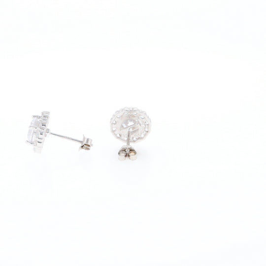 Cubic Zirconia Halo Stud Earrings