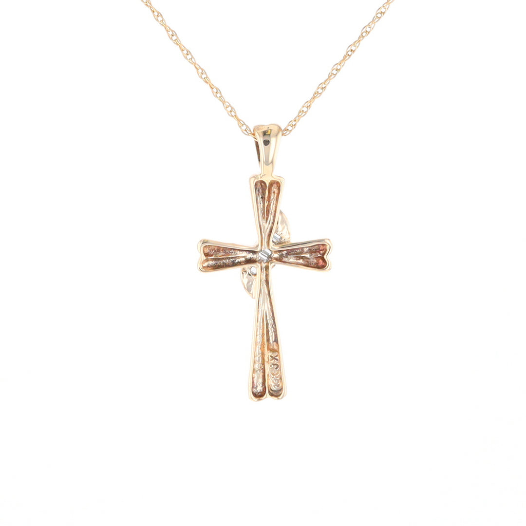 Diamond Crossover Ribbon Cross Pendant