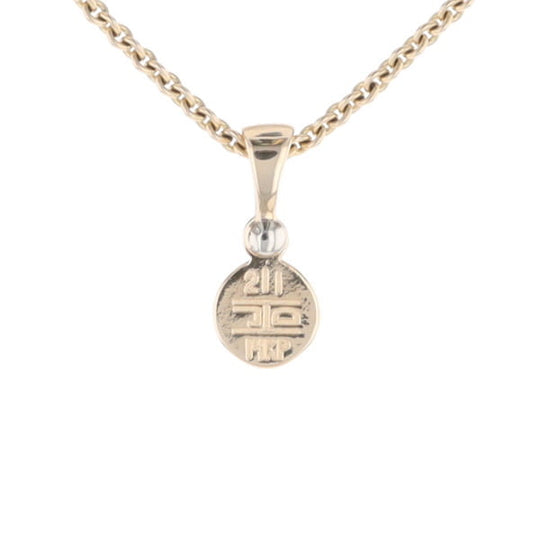 Gold Quartz Necklace Round Inlaid Pendant with .02ct Diamond
