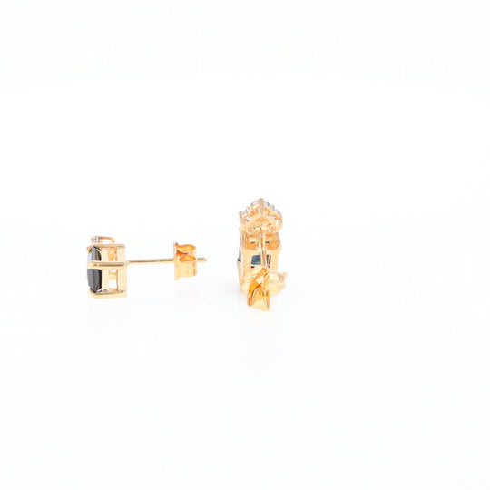 Rectangle Blue Sapphire Stud Earrings