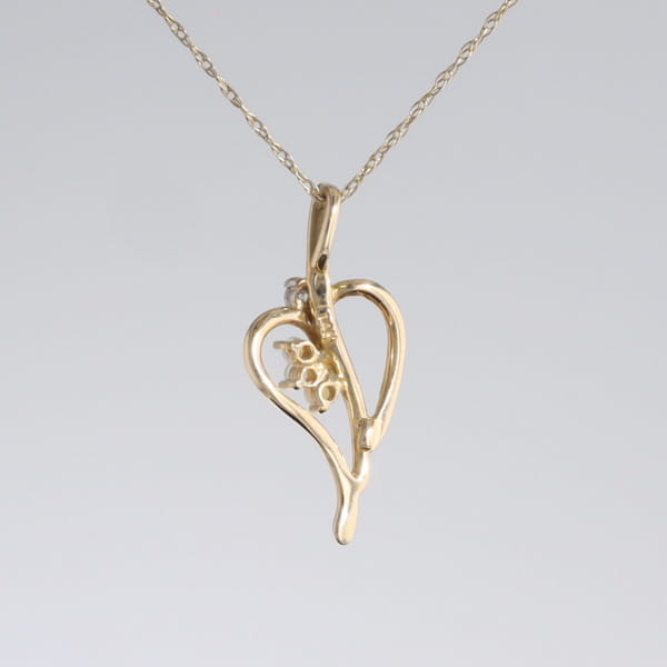 Round Opal & Diamond Heart Necklace