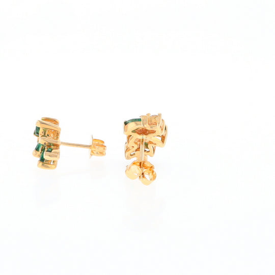 Marquise Emerald Cluster Stud Earrings