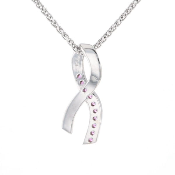 Pink Sapphire Breast Cancer Ribbon Pendant