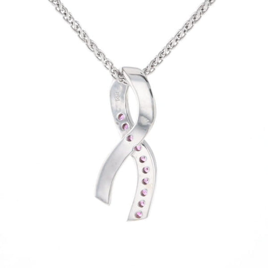 Pink Sapphire Breast Cancer Ribbon Pendant