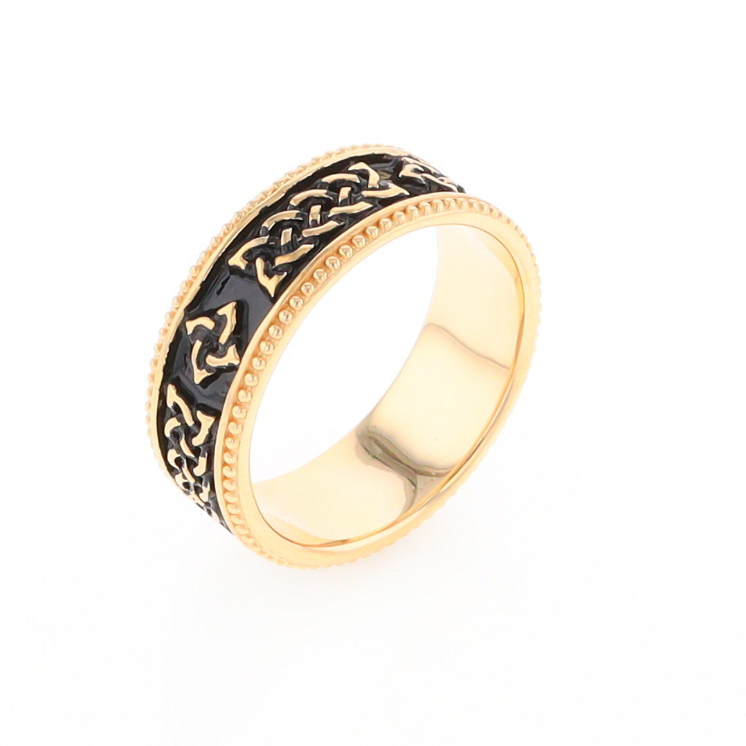 Celtic Knot Black and Gold Wedding Band