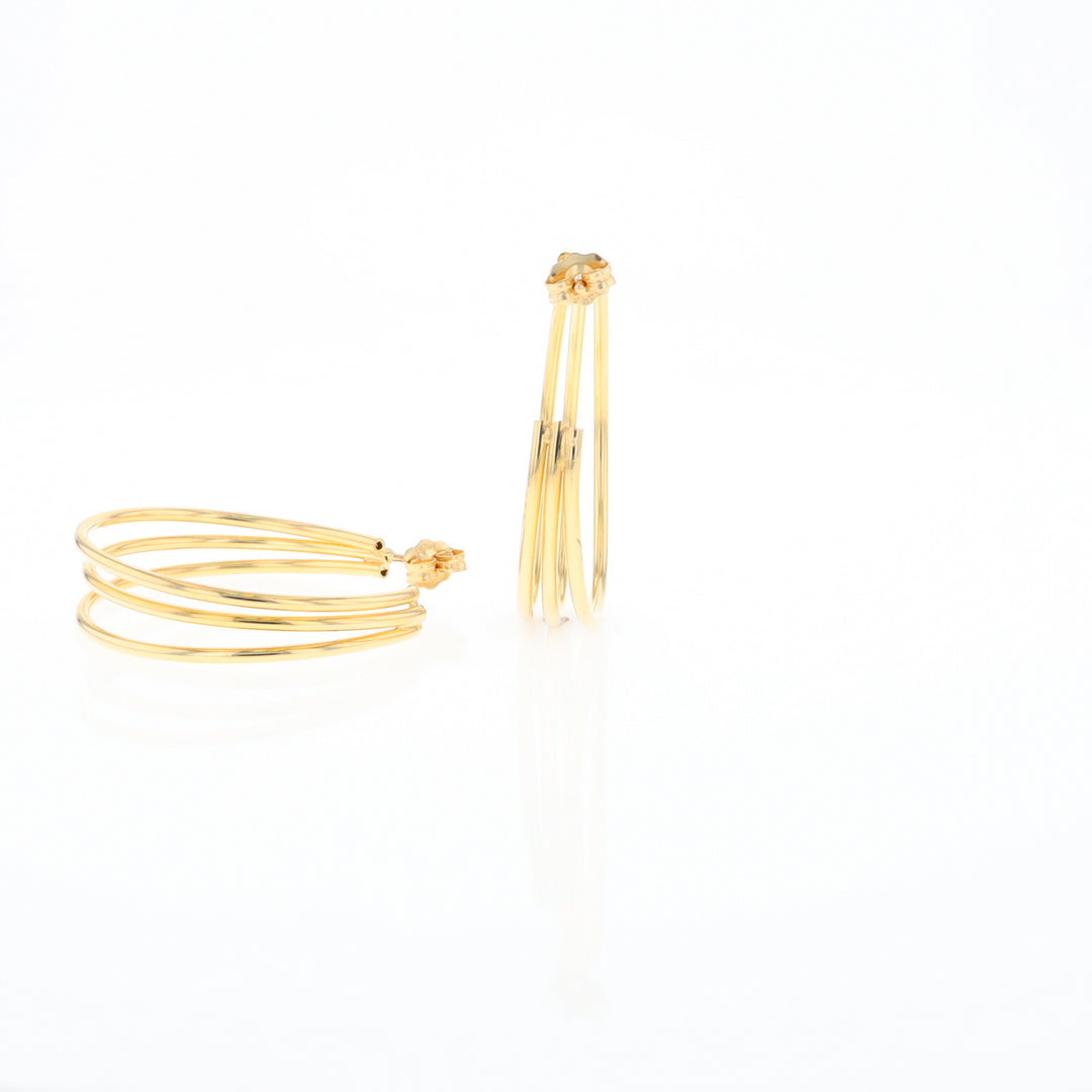 Three Bar Gold Hoop Earrings