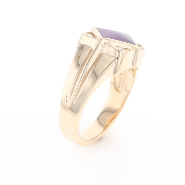 Natural Sugilite ring diamond shape inlaid design with .16ctw round diamonds