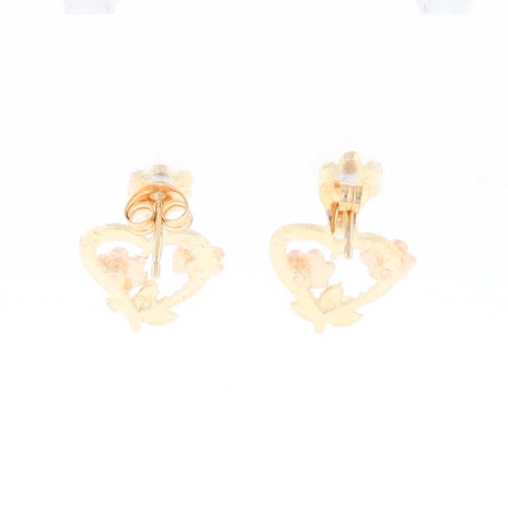 Black Hills Gold Heart & Flower Drop Earrings