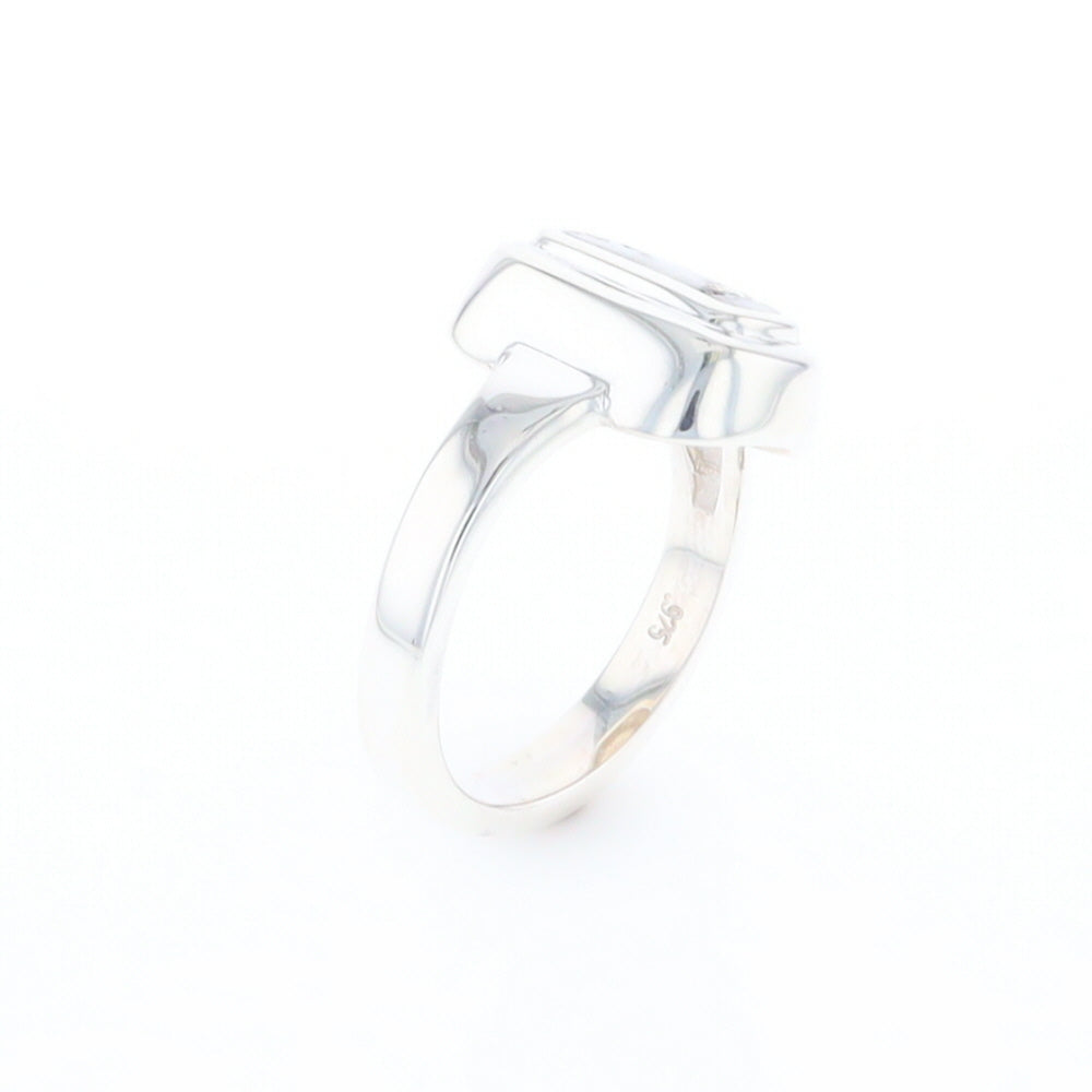 Sterling Silver Gold Quartz Inlaid Rectangular Ring - G3