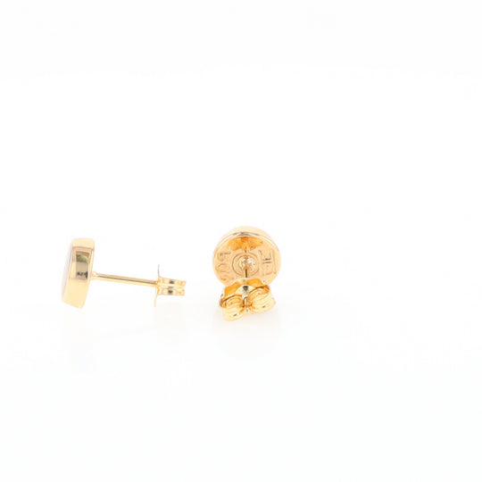 Gold Quartz Earrings Round Inlaid Studs