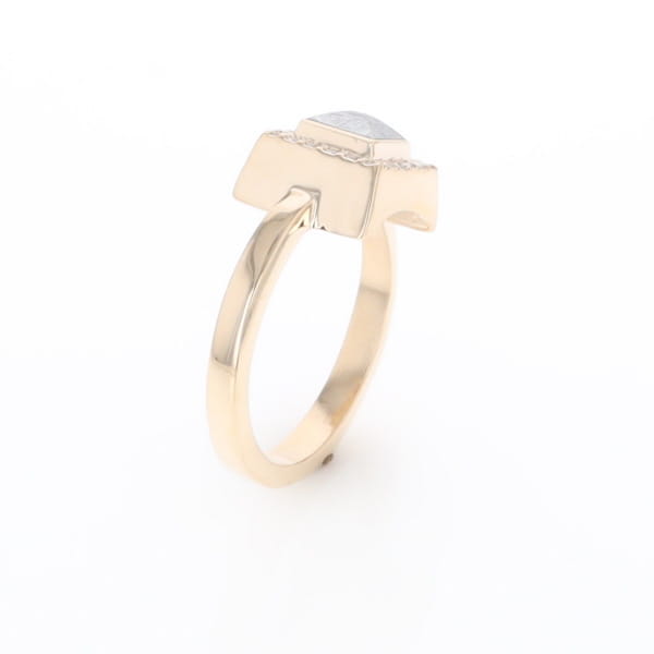 Meteorite Ring Square Inlaid Halo .14ctw Diamonds Design