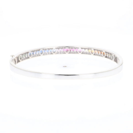 Multi-color Sapphire Cuff Bracelet with Diamond Accents
