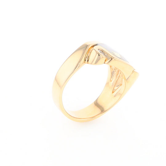 Gold Quartz Ring Geometric Shape Inlaid with 0.30ctw Round Diamonds