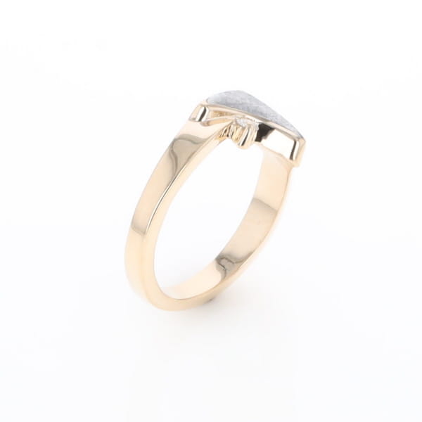 Meteorite Ring Boat Sail Inlaid Design with .04ctw Round Diamond