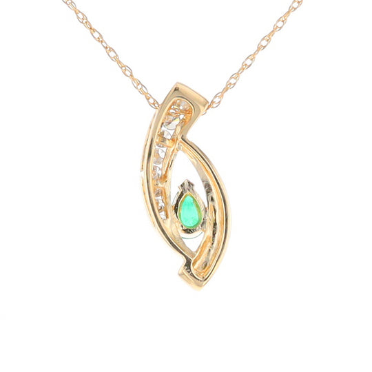 Pear Shaped Emerald Ribbon Pendant