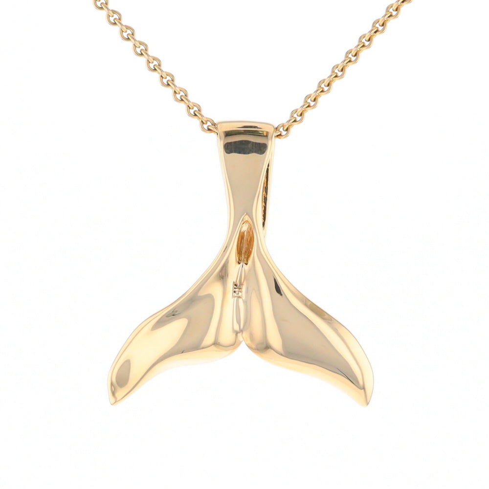 Whale Tail Natural Gold Quartz Single Side Inlaid Pendant