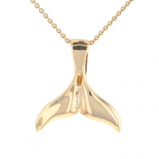 Whale Tail Natural Gold Quartz Single Side Inlaid Pendant