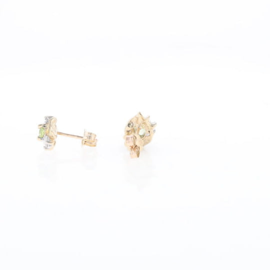 Bypass Peridot and Diamond Stud Earrings