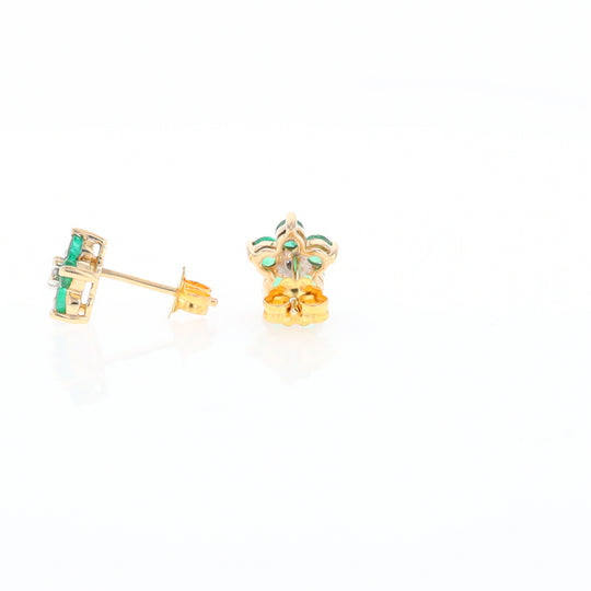 Emerald Flower Stud Earrings