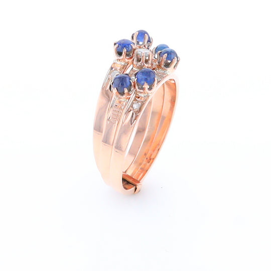 Vintage Sapphire and Diamond Stacked Trio Ring