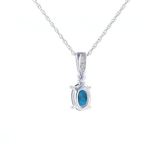 White Gold Sapphire & Diamond Pendant