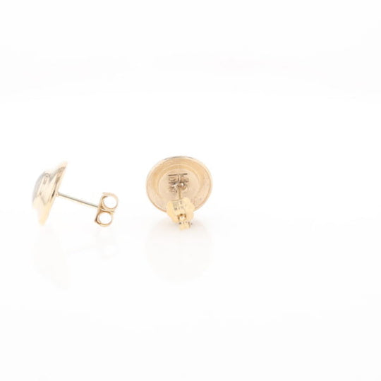 Gold Quartz Earrings Round Inlaid Design