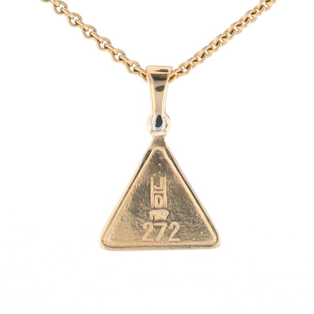 Gold Quartz Necklace Triangle Inlaid Pendant with .02ct Diamond