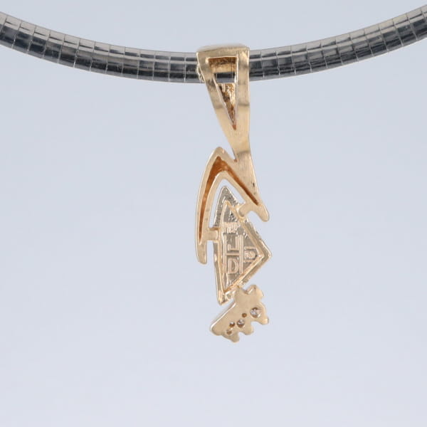 Opal Pendant Triangle Inlaid Design with .07ctw Round Diamonds
