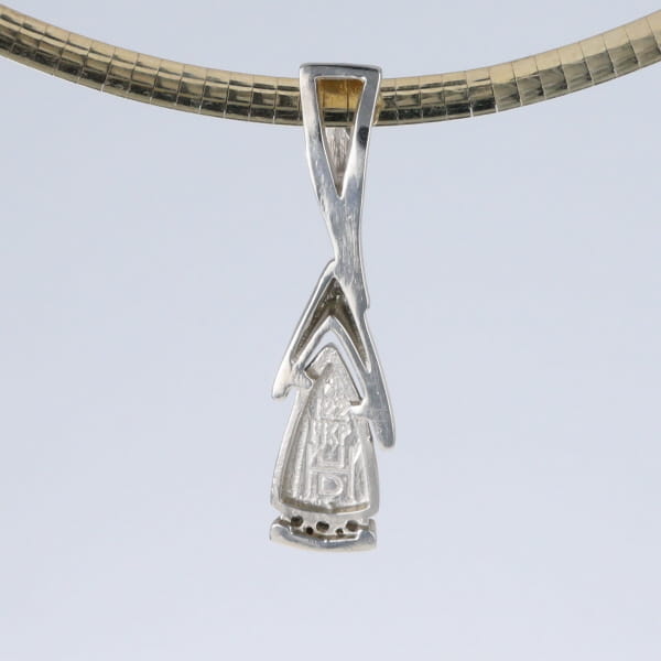 Opal Pendant Triangle Inlaid Design with .06ctw Round Diamonds