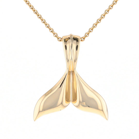 Whale Tail Necklaces Natural Gold Quartz Inlaid Sea Life Pendant