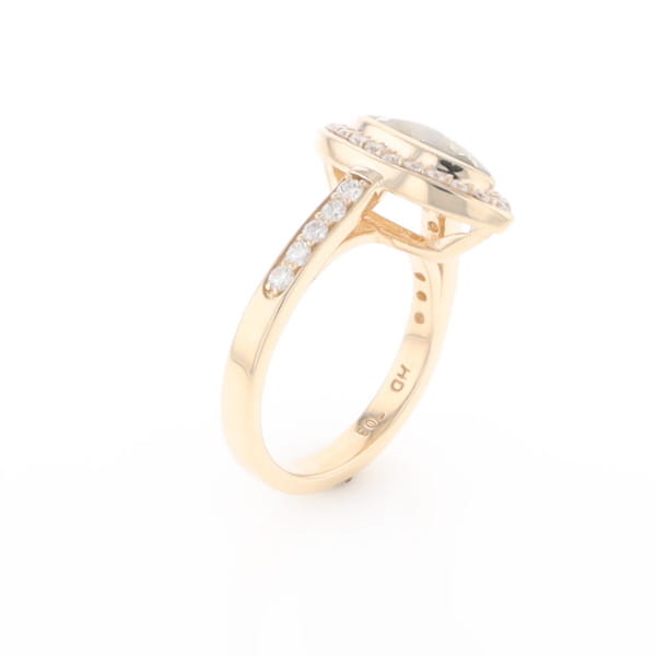 Marquise Gold Quartz Inlaid Ring with 0.65ctw Diamond Halo