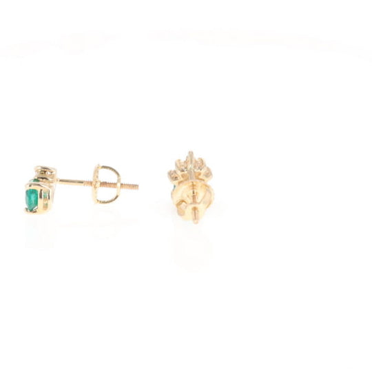 Synthetic Emerald Pear Shaped Earrings with Diamond Accents