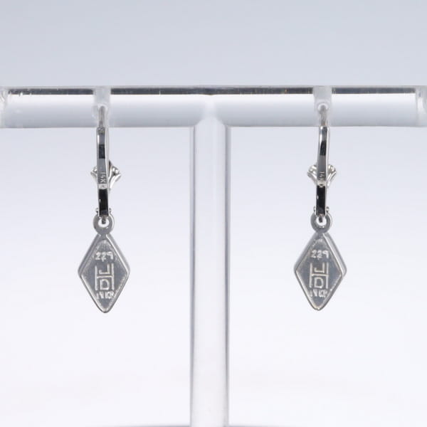 Opal Earrings Diamond Shape Inlaid Design Lever Backs