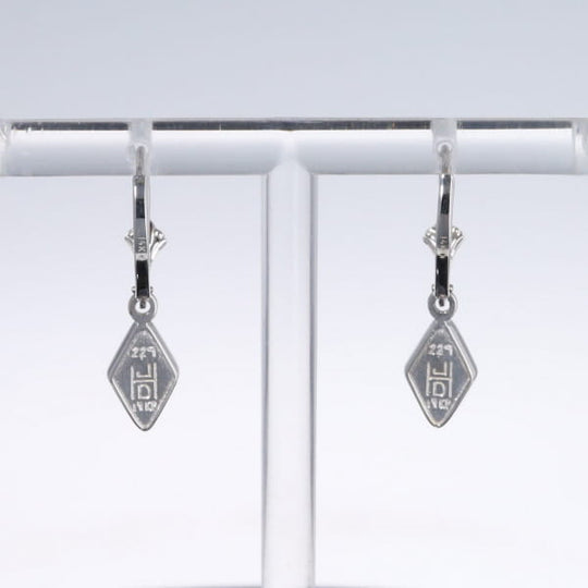 Opal Earrings Diamond Shape Inlaid Design Lever Backs