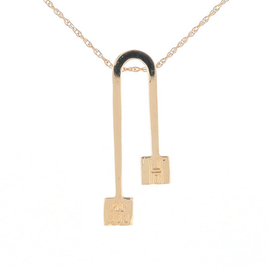 Gold Quartz 2 Square Curved Bar Pendant