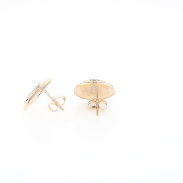 Superior Quality Gold Quartz Inlaid Circle Stud Earrings