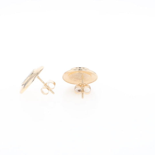 Superior Quality Gold Quartz Inlaid Circle Stud Earrings