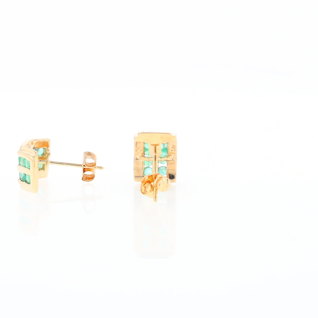 Semi-Hoop Channel Emerald Earrings