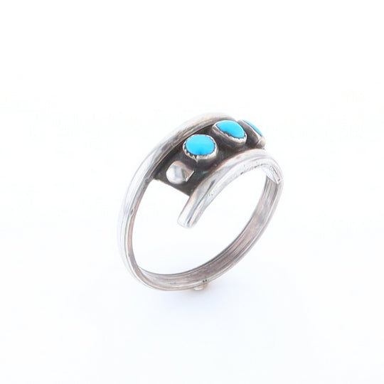 Round Turquoise Row Bypass Ring