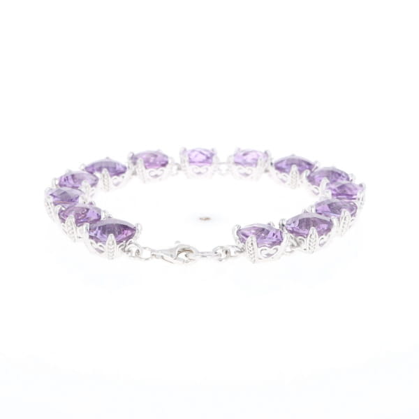 Amethyst Bracelet With Silver Filigree