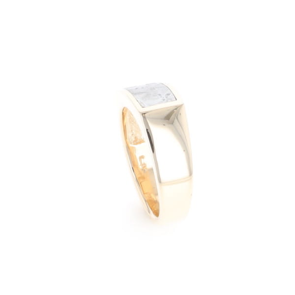 Rectangle Meteorite Inlaid Ring