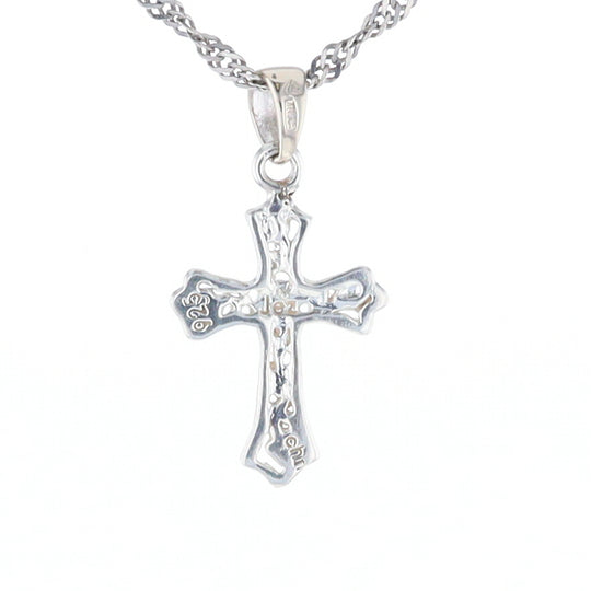 Sterling Silver Flower Cross Pendant